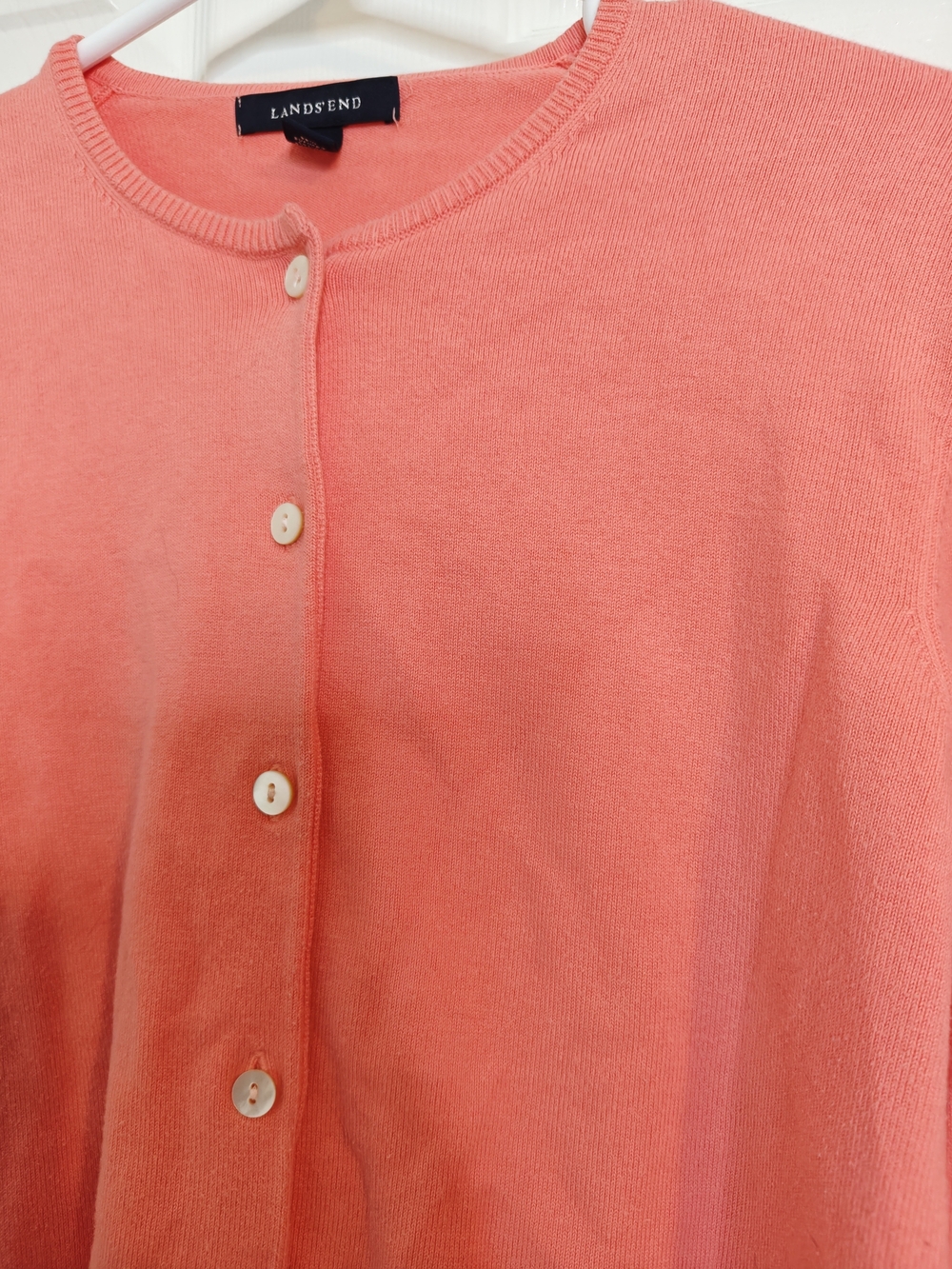 Land's End Crew Neck Long Sleeve Coral Cotton Cardigan/Button Up Sweater Size S - Picture 4 of 11